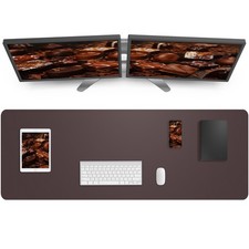 55x17 Inch Coffee PU Leather Desk Pad Protector Large Mouse Mat Gaming PC