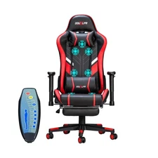Home Office Gaming Chair w/ Footrest Full Body Massage Red-Black Reclining 175&#