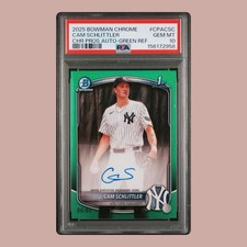 2025 Bowman Chrome Autographs Cam Schlittler True Green /99 PSA 10!