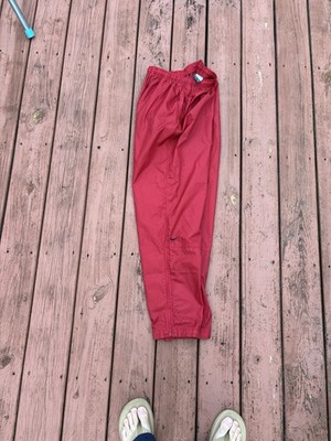 Vintage 90s Y2K Nike Swoosh Red Nylon Track Pants Windbreaker Baggy Small