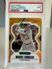 2007 Topps Finest 'Gold Refractor' Miguel Cabrera #73 serial'd 34/50 Mint 9 PSA