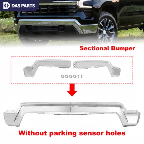 Chrome Front Bumper W/O Sensor Hole For 2022-2025 Chevy Silverado 1500 ...