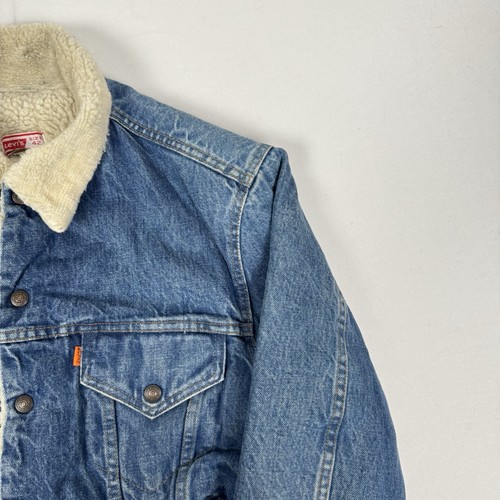 Vintage Levi's Jacket Mens Medium 42 Blue Sherpa Trucker Type 3 Denim 80s USA - Picture 2 of 10
