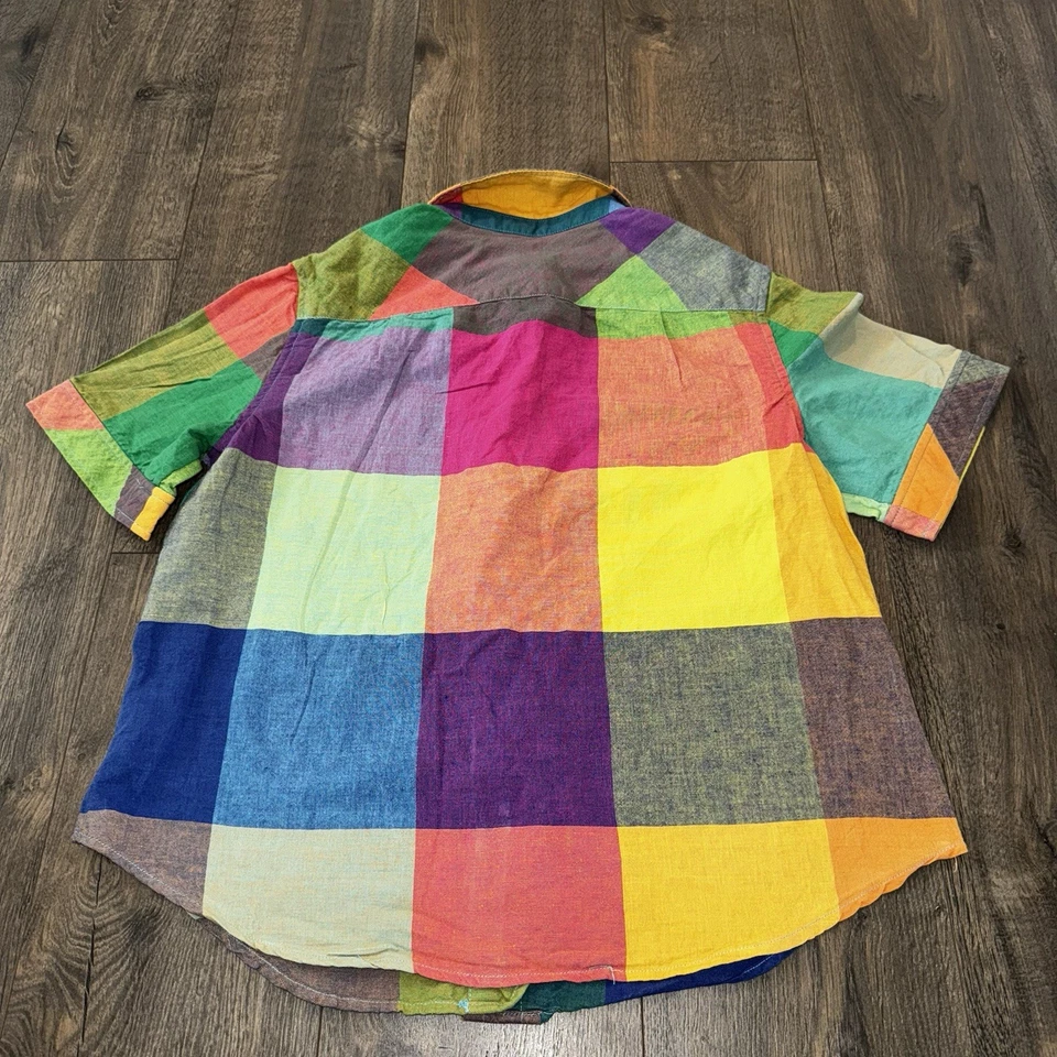 Camisa vintage Liz Claiborne para mujer con botones L/G bloque de color blusa lino algodón Foto 4 de 4