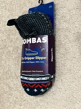 NEW Bombas Gripper Slippers Adult Unisex Green Fair Isle Pattern Non-Slip SMALL