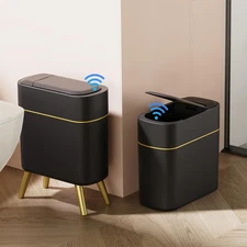 Automatic Bathroom Trash Can with Lid, Motion Sensor Bathroom Garbage Can for...