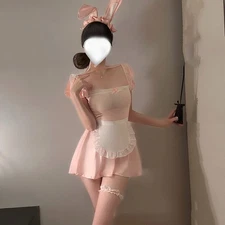 New Sexy Womens Lingeries Maid Unifom Apron Hairband Dress Panties Sleepwear