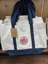 Trader Joes Reusable Canvas Eco Tote Bag Heavy Duty Bag Blue White, NEW