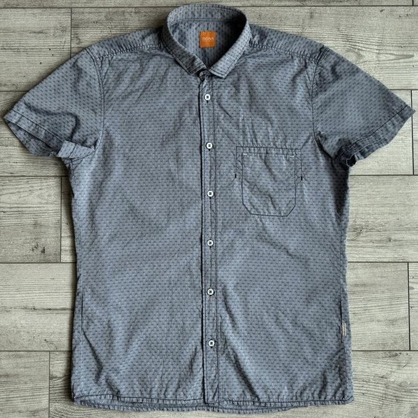Men BOSS Orange Shirt Blue Cotton 38 / M / 46