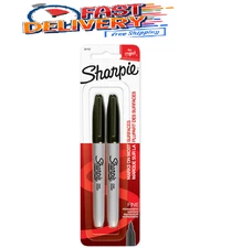 Sharpie Permanent Markers, Fine Point, Black, 2 Count