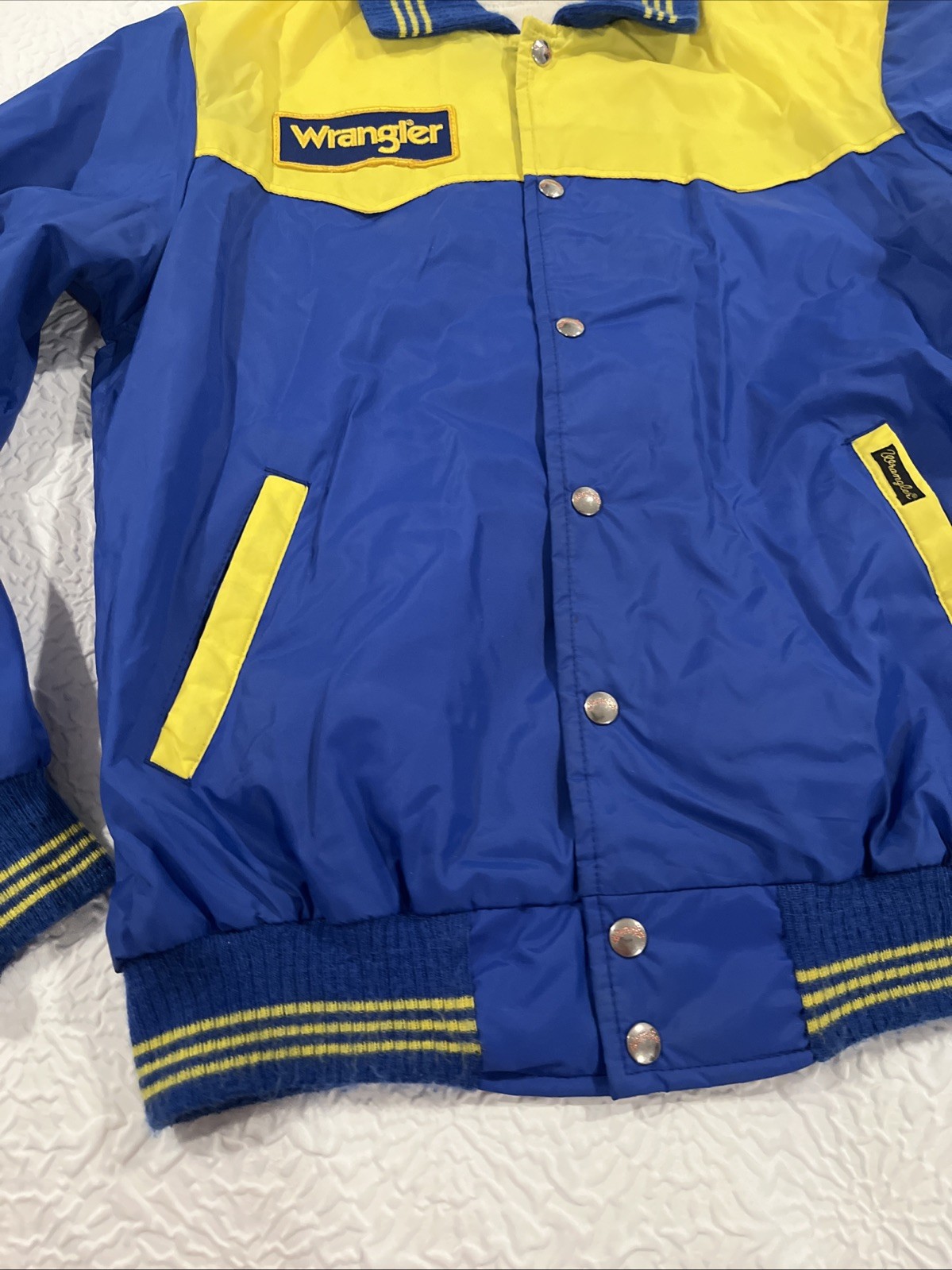 VTG Wrangler Nylon Snap Button Jacket Dale Earnhardt Embroidered Double Sided