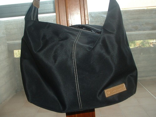 Samsonite shoulder bag borsa grande tela nera inserti pelle marrone- nuova  | eBay
