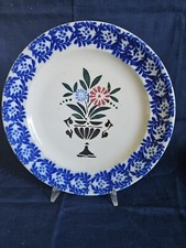 XIX sec. Vicentini Del Giglio Piatto Popolare Ceramica Dipinto A Mano Fiori 