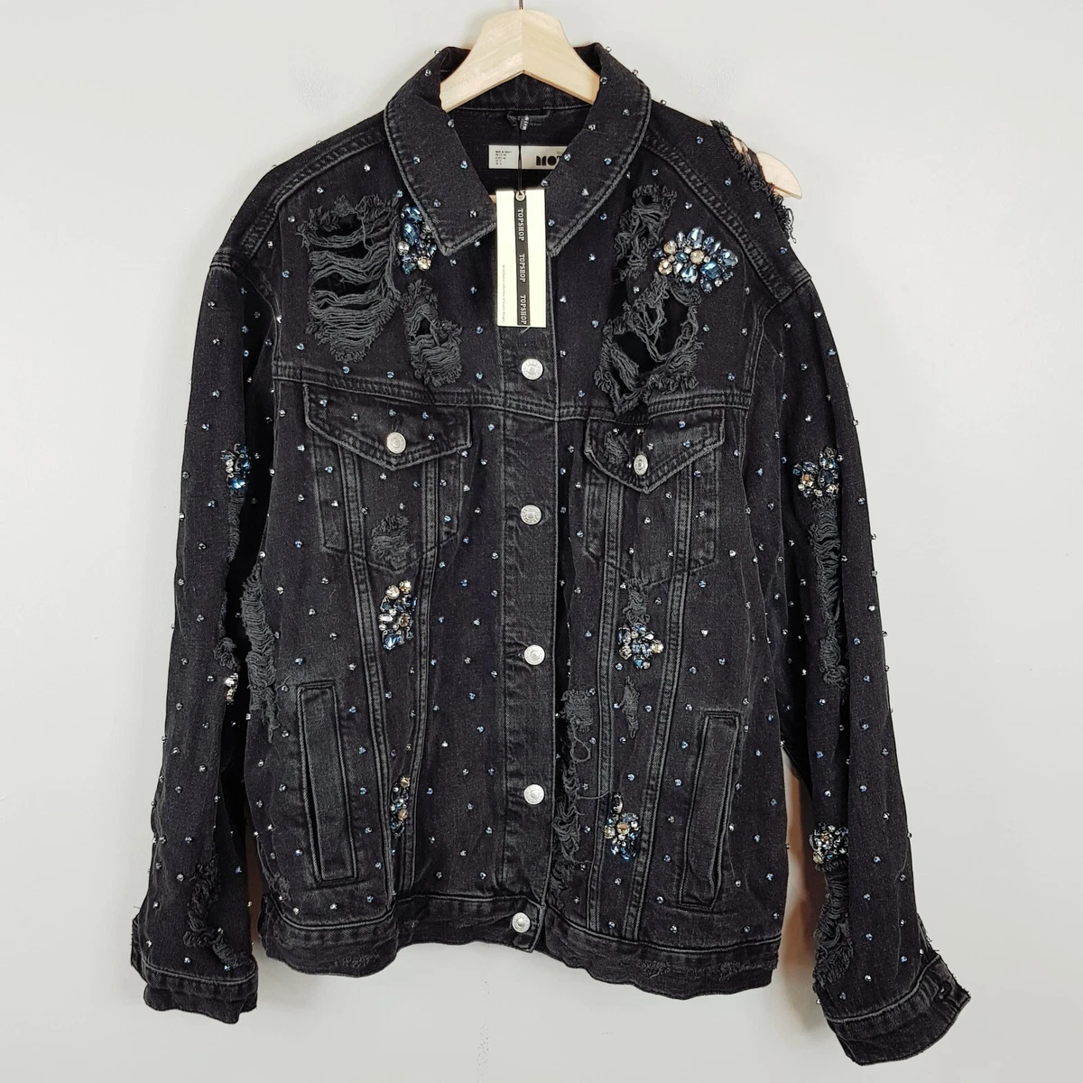 Topshop embellished denim jacket sale
