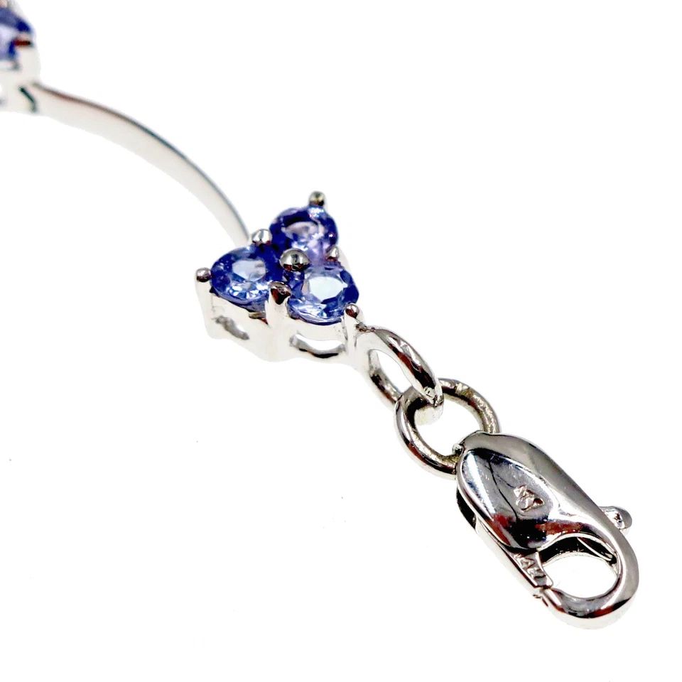 Brazalete de tanzanita natural de oro blanco macizo de 14k de 2 quilates TW de 7 pulgadas de largo Foto 3 de 4