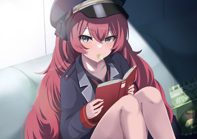 Anime blue archive girls natsume iroha redhead reading Playmat Gaming Mat Desk