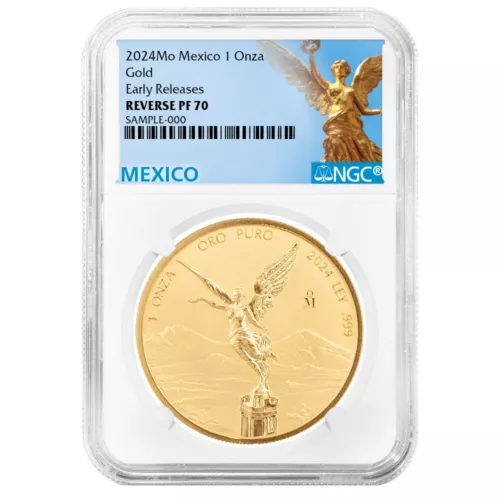 Mexico 2024 1-oz Reverse Proof Gold Libertad Onza NGC PF70 ER Mexico Label