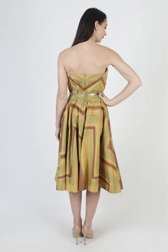 Vestido Falda Círculo Tiana Pittelle Años 50 De Colección Halter Tiki Hawaiano Rockabilly Pin Up Foto 4 de 4