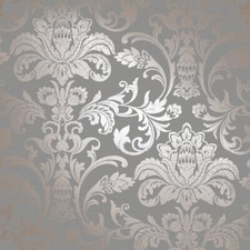 Holden Decor  Glistening Damask Metallic Wallpaper  Grey  Rose Gold  12712