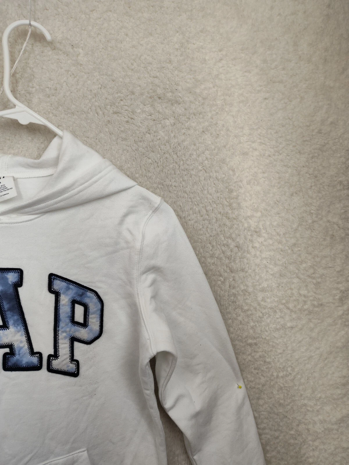PALM ANGELS Gap Sweatshirt Women Extra Small White Fleece Long Sleeve Hoodie Pocket Pullover