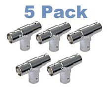 5 pack BNC Female To Dual Female T-Splitter Connectors Adapter
