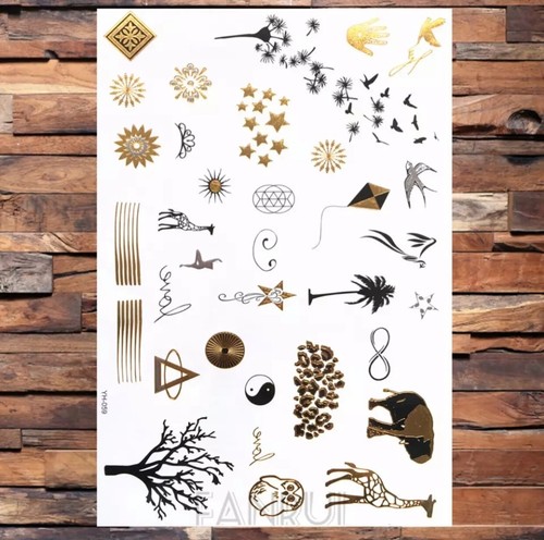 Temporary Tattoo Sheets Body Arm Feather Arrow Sun Moon Flowers Cute Tattoos - Picture 3 of 6