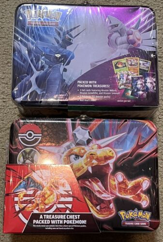 2 New! POKEMON TCG TREASURE CHEST LUNCH BOX TIN FACTORY SEALED Lot Charizard Mib - Picture 1 of 5