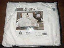 INK IVY Masie Cotton Percale Embroidered Ruched Full/Queen Duvet Set