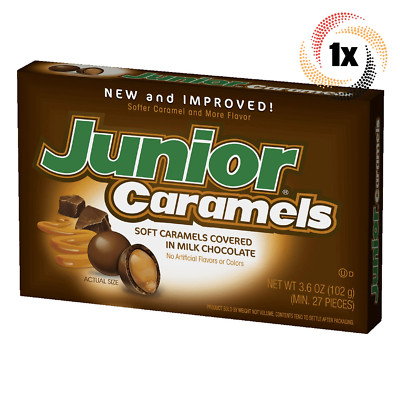 1x Pack | Junior Caramels Soft Caramels Covered In Chocolate Theater Box | 3.5oz