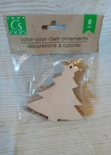 New! Christmas Tree 4" Unfinished Wood Tags Ornaments Laser Cut Shapes Winter