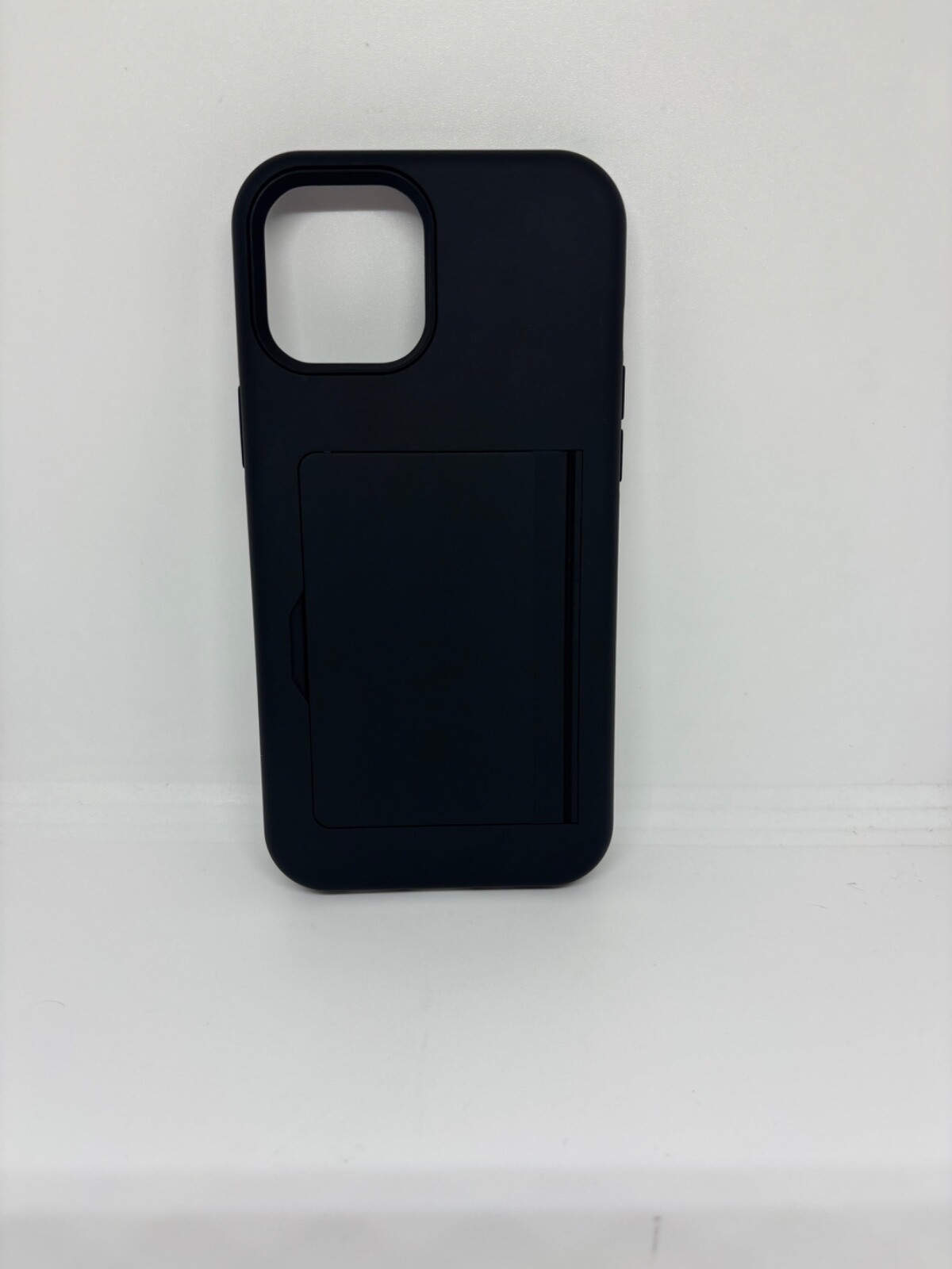 card holder case compatible with iphone 12 pro max black shockproof hard cover-image