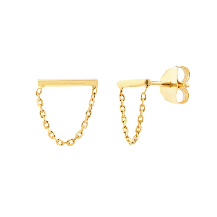 Horizontal Bar Earrings 14K Yellow Gold Dangle/Drop | eBay