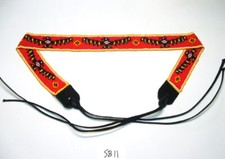 Beaded Hatband Thunderbird design 21.5"L x .5" W leather ties Red SB11