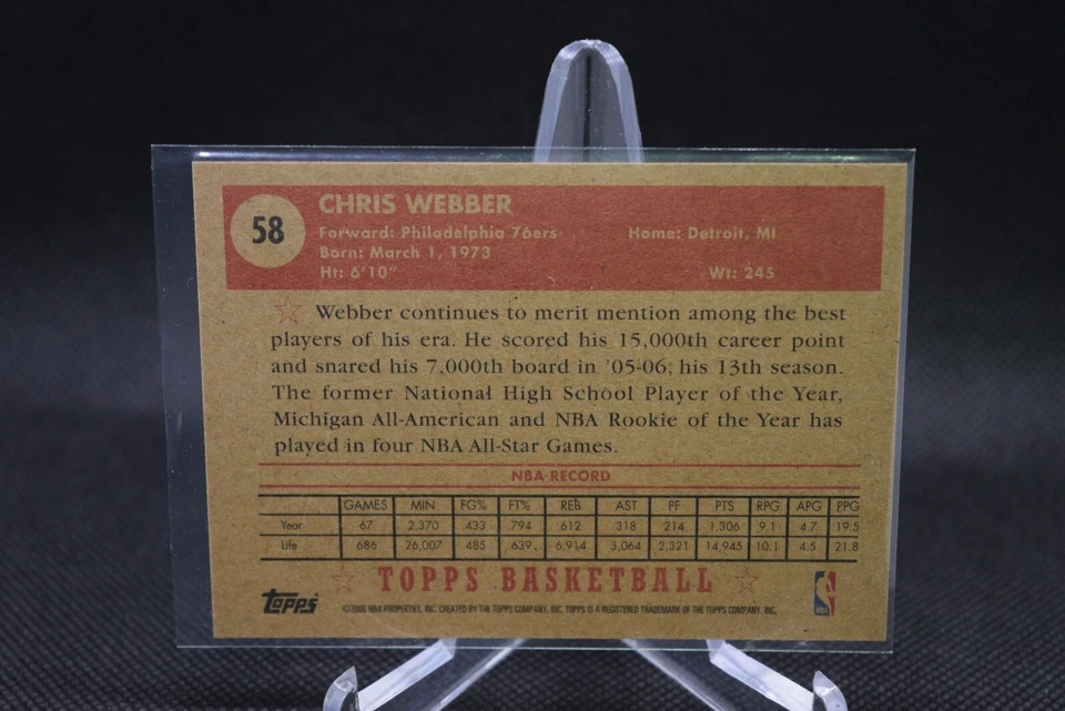 Chris Webber #58 - 2005-06 Topps 1952 Style - Philadelphia 76ers - Image 2 of 2