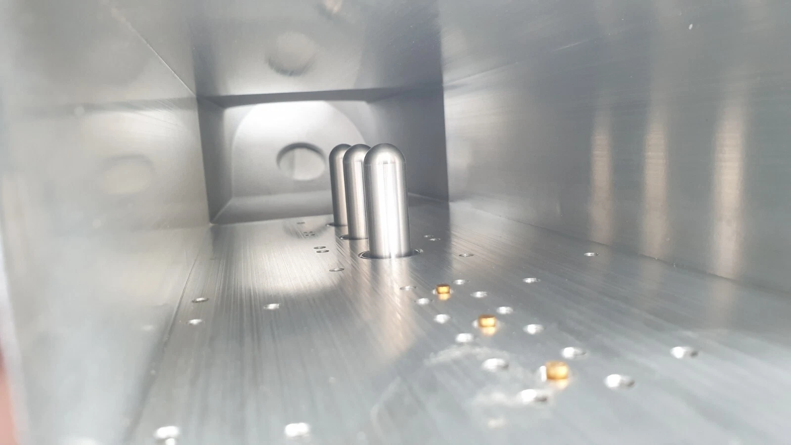 Interior of the SMA-20B waveguide showing three cylindrical stubs