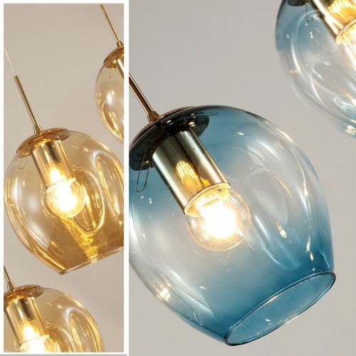 Stair Pendant Lights LED Chandeliers Gradient Blue Glass Lamp Loft Ceiling Light - Picture 6 of 22