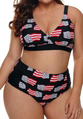 american flag high waisted swimsuit
