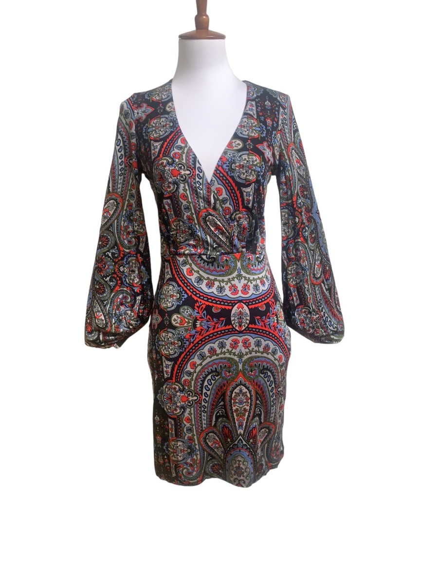 Anthropologie Nieves Lavi NY Surplice Bishop Sleeve Paisley Print