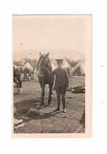 Vintage Postcard - c1915 - WW1 Soldier & Horse at camp. No. 126.