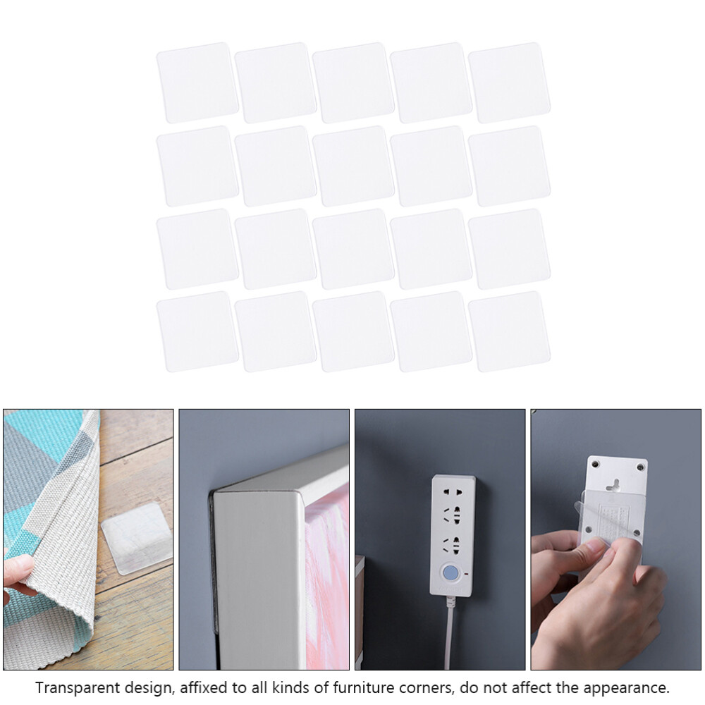 20 Pcs Door Wedge Stopper Hangers Double-Sided Transparent Tape Adhesive