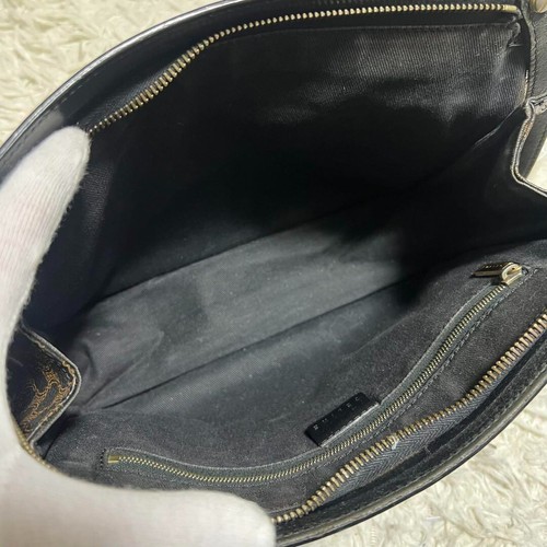 CELINE Clutch Bag Black Macadam PVC Leather Vintage Unisex Second Bag Italy - Picture 9 of 11