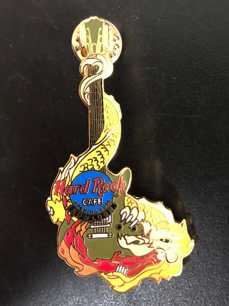 Hard Rock Cafe Pin Kowloon 2000 Opening Yellow Dragon on Guitar