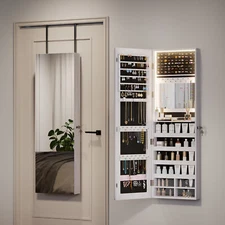 47.2" LED Jewelry Mirror Cabinet Wall/Door Mounted Jewelry Organizer Gift Idea