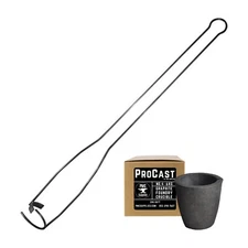 ProCast #4 6 Kg Clay Graphite Crucible w/ Vertical Heavy Duty Foundry Tongs Kit