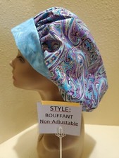 Paisley purple Women's Bouffant Surgical Scrub Hat/Cap Handmade