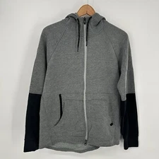 Oakley Hoodie Mens Small Gray Full Zip Protection Fleece Jacket Drawstring
