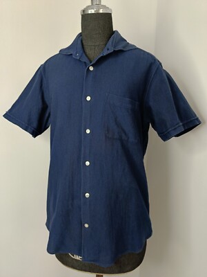 BEAMS Heart Navy Blau Slim Fit Kurzarm Hemd M