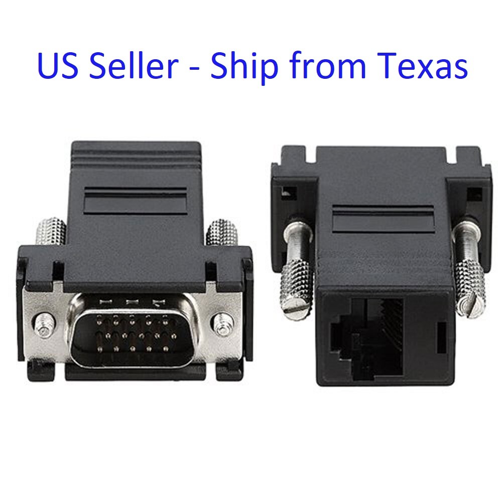 VGA HD15 Male To RJ45 Female Adapter Network Extender Ethernet
