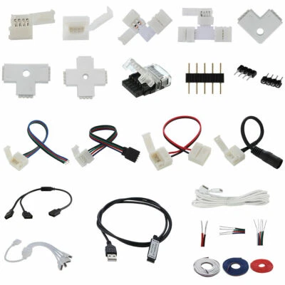 2Pin 4Pin LED Strip RGB Extension Cable Wire Adapter Clip Connector 8mm 10mm