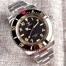 40mm Tandorio Watch For Men Black Dial 200m Waterproof NH35 Automatic Mechanical